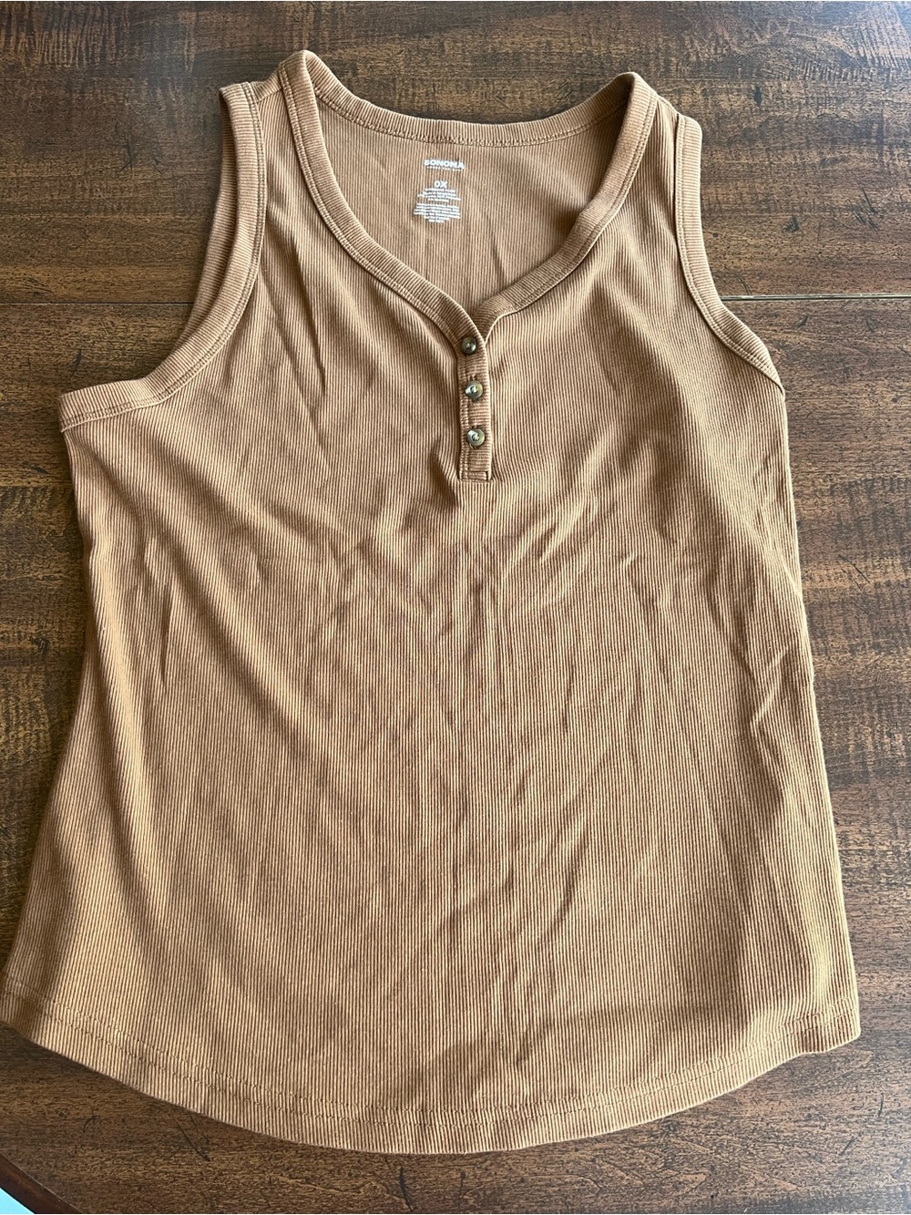 Y2K Like Sonoma Women’s 0X XL Camel Brown Ribbed Henley Tank Top Bella Swan